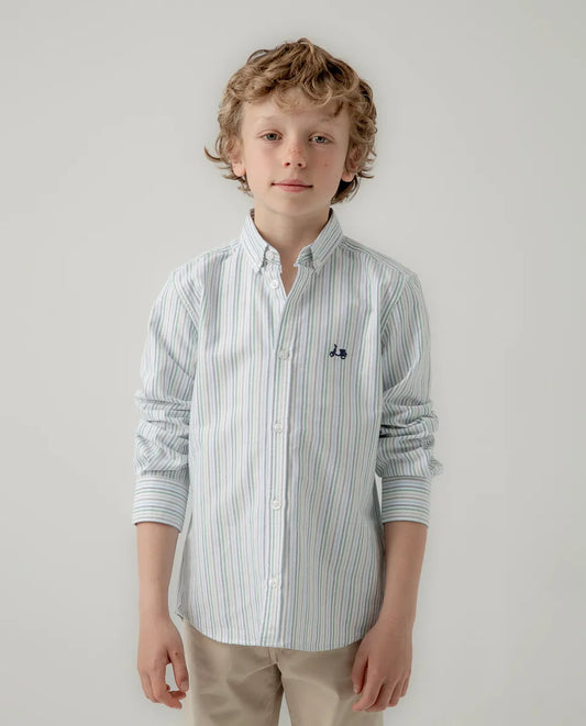 Camisa niño Oxford multi rayas verde | SCOTTA