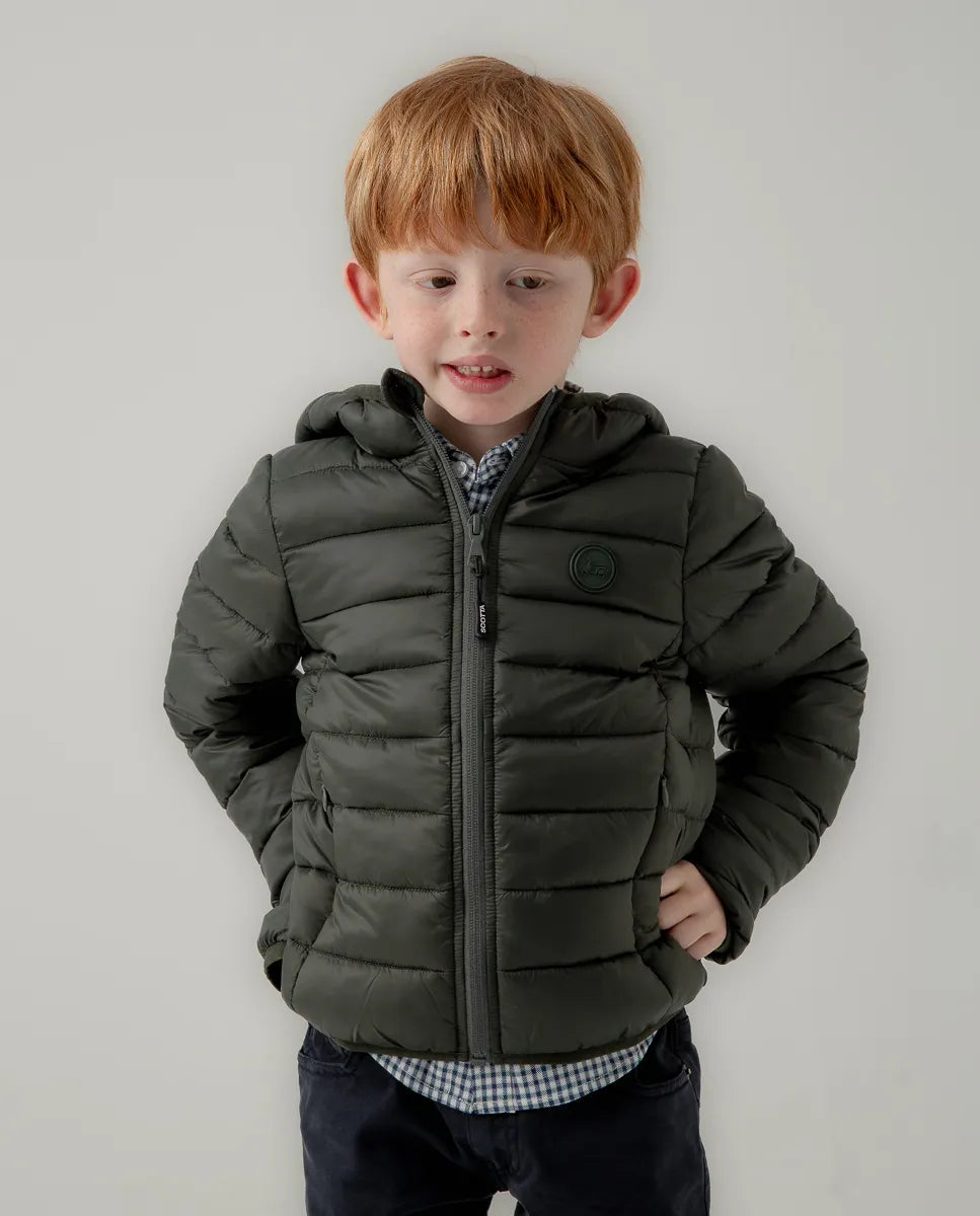 Chaqueta niño hood acolchado verde oscuro | SCOTTA