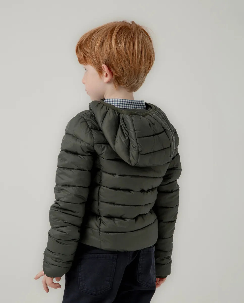 Chaqueta niño hood acolchado verde oscuro | SCOTTA