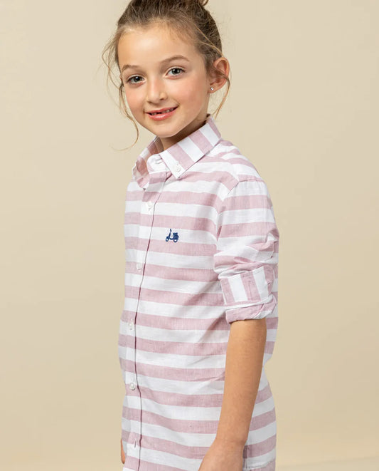 Camisa niño raya sea burdeos