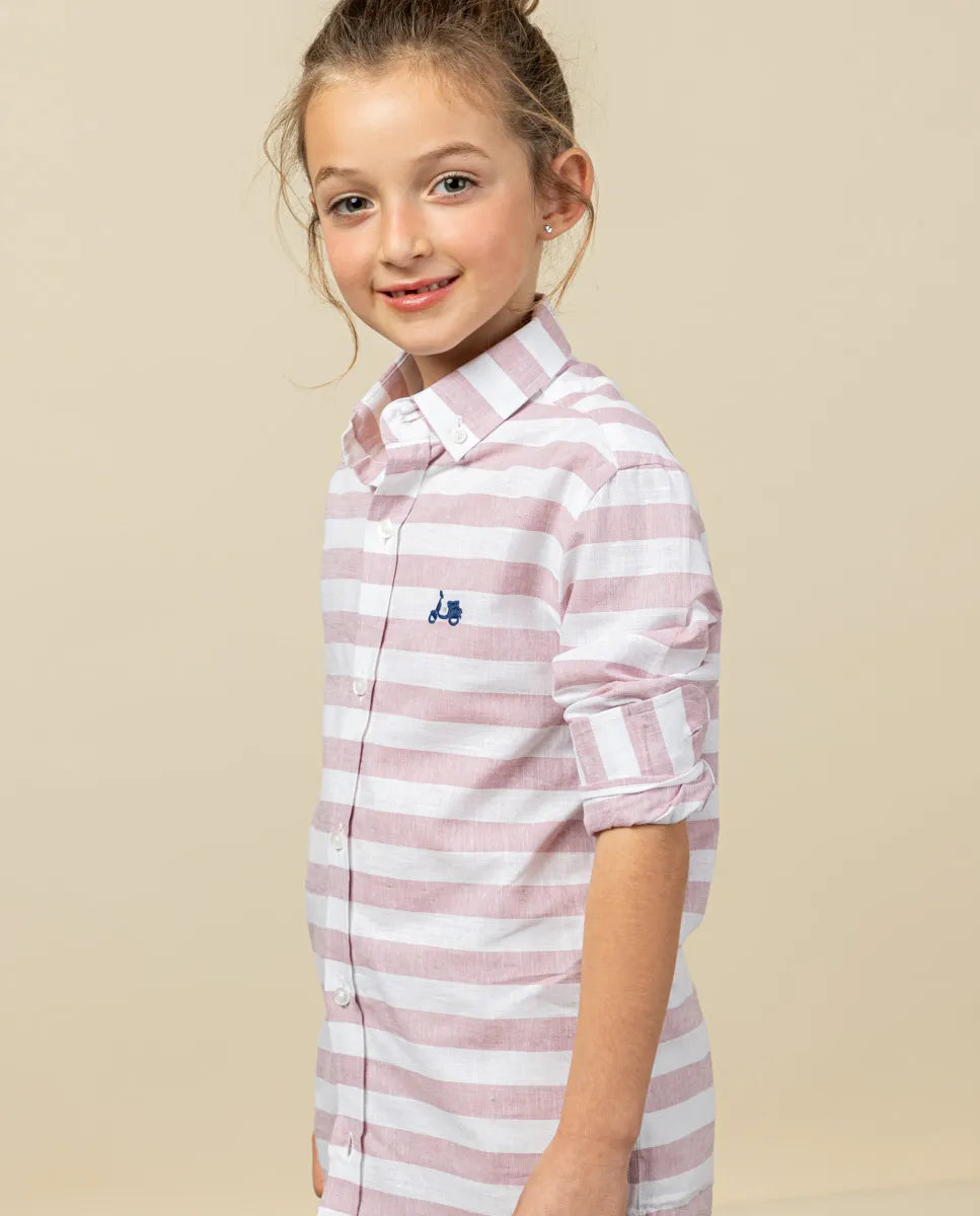 Camisa niño raya sea burdeos