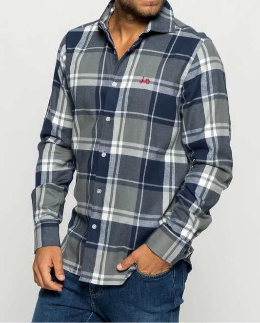 CAMISA CUADRO TARTAN MARINO