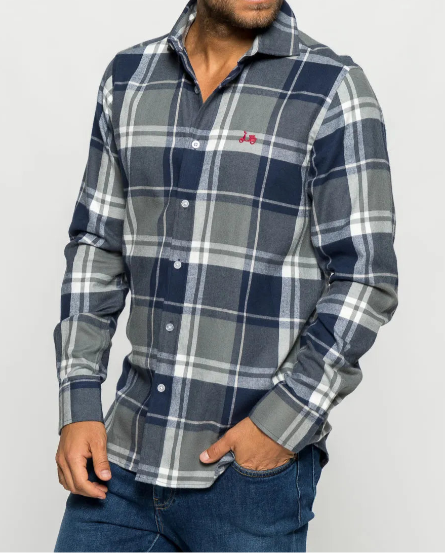 CAMISA CUADRO TARTAN MARINO