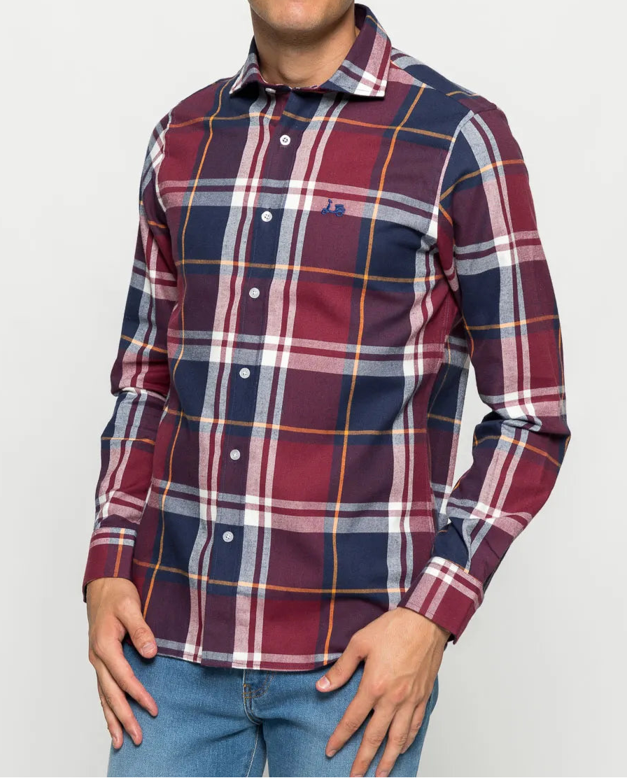 CAMISA CUADRO TARTAN BURDEOS