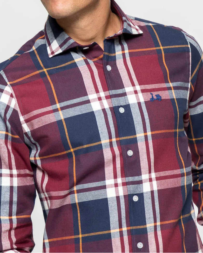 CAMISA CUADRO TARTAN BURDEOS