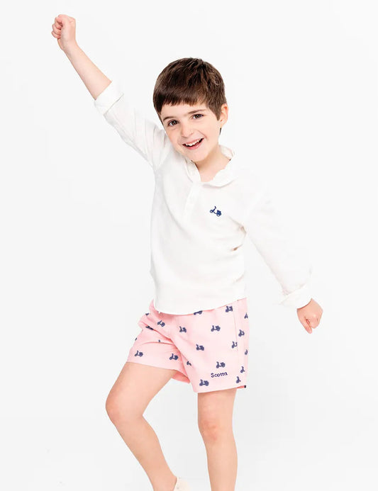 Traje de baño niño logo rosa