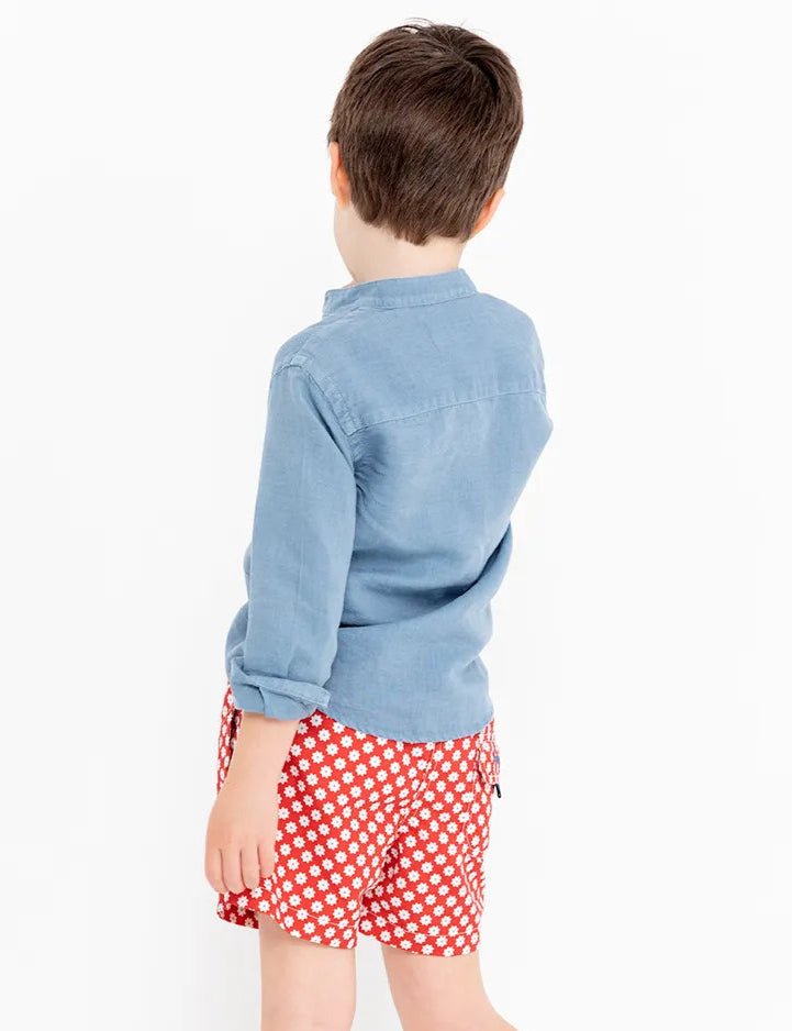 Maiô infantil com estampa de flores bordô