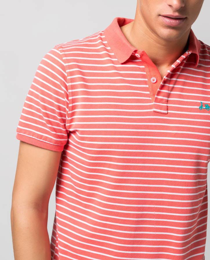 Polo rayas coral