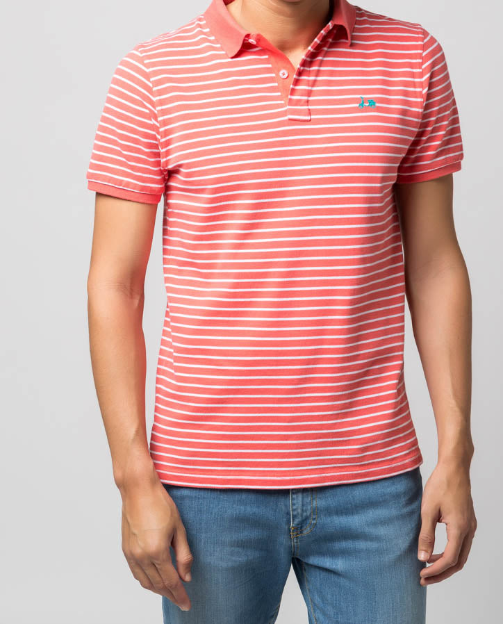 Polo rayas coral