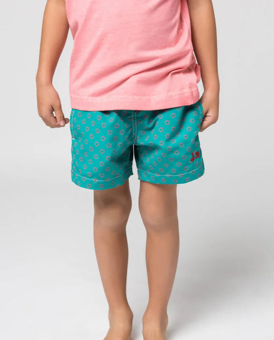 Traje de baño niño flowers petroleo
