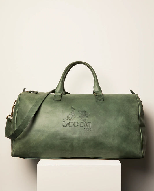 Bolsa weekender piel verde botella