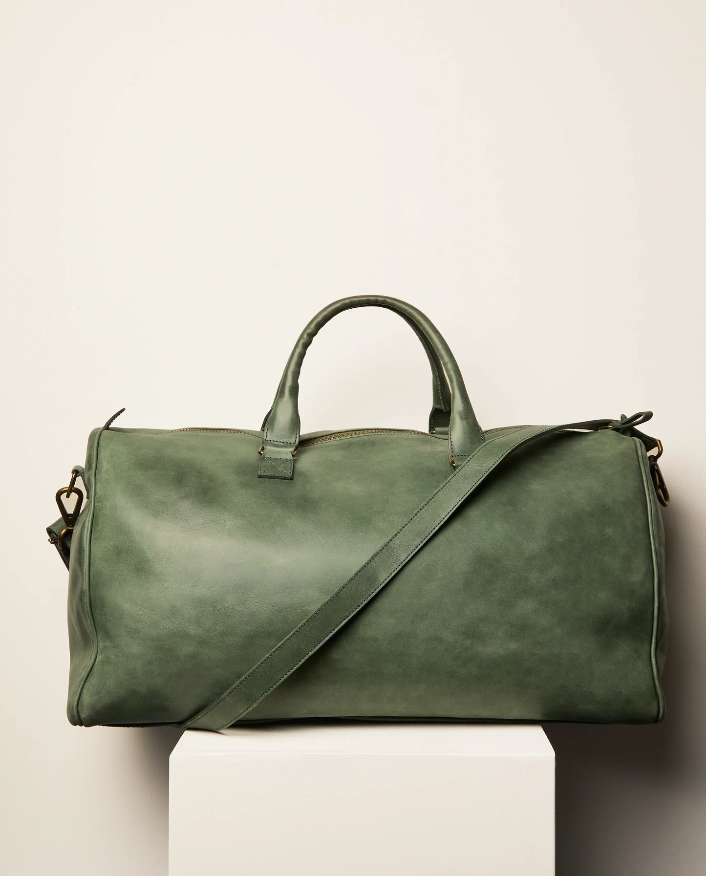 Bolsa weekender piel verde botella