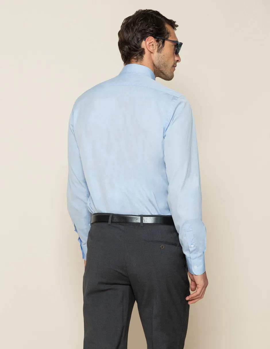 Camisa vestir algodón orgánico celeste