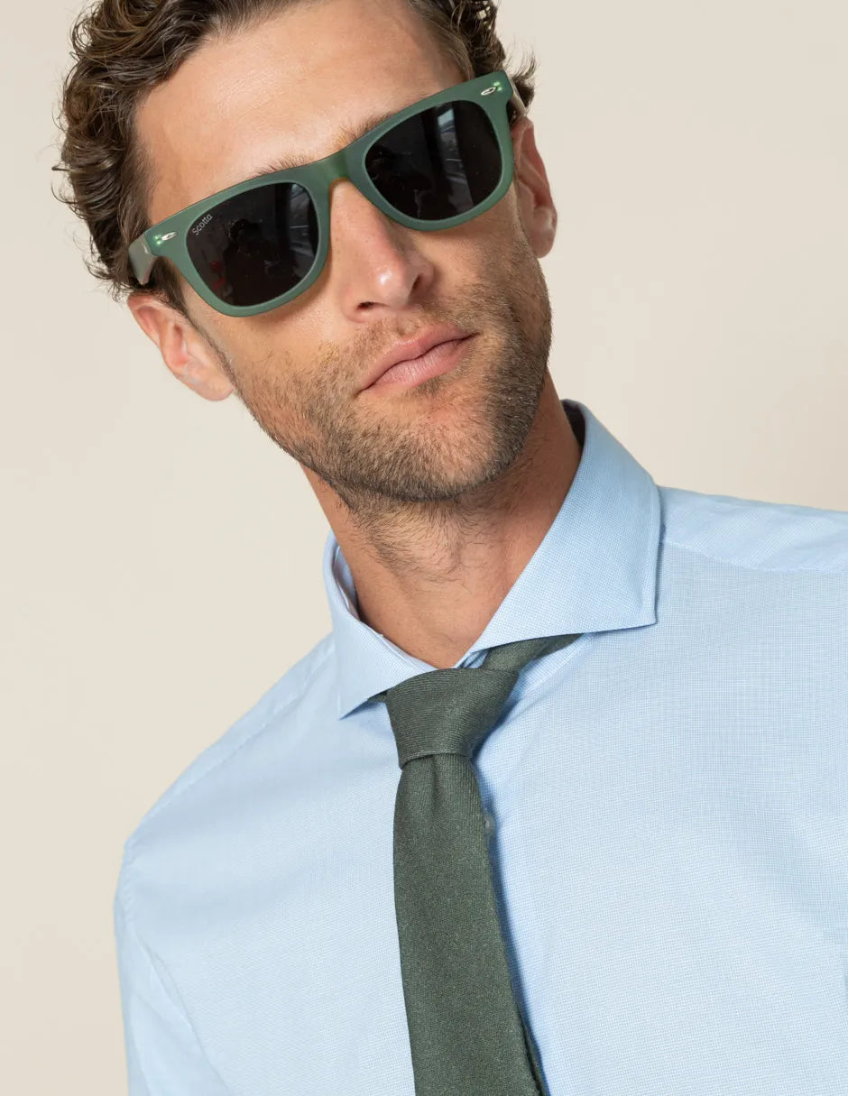 Camisa de vestir micro pata de gallo azul