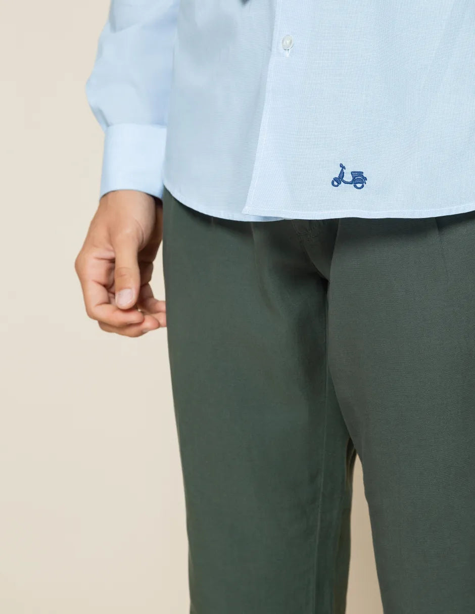 Camisa de vestir micro pata de gallo azul