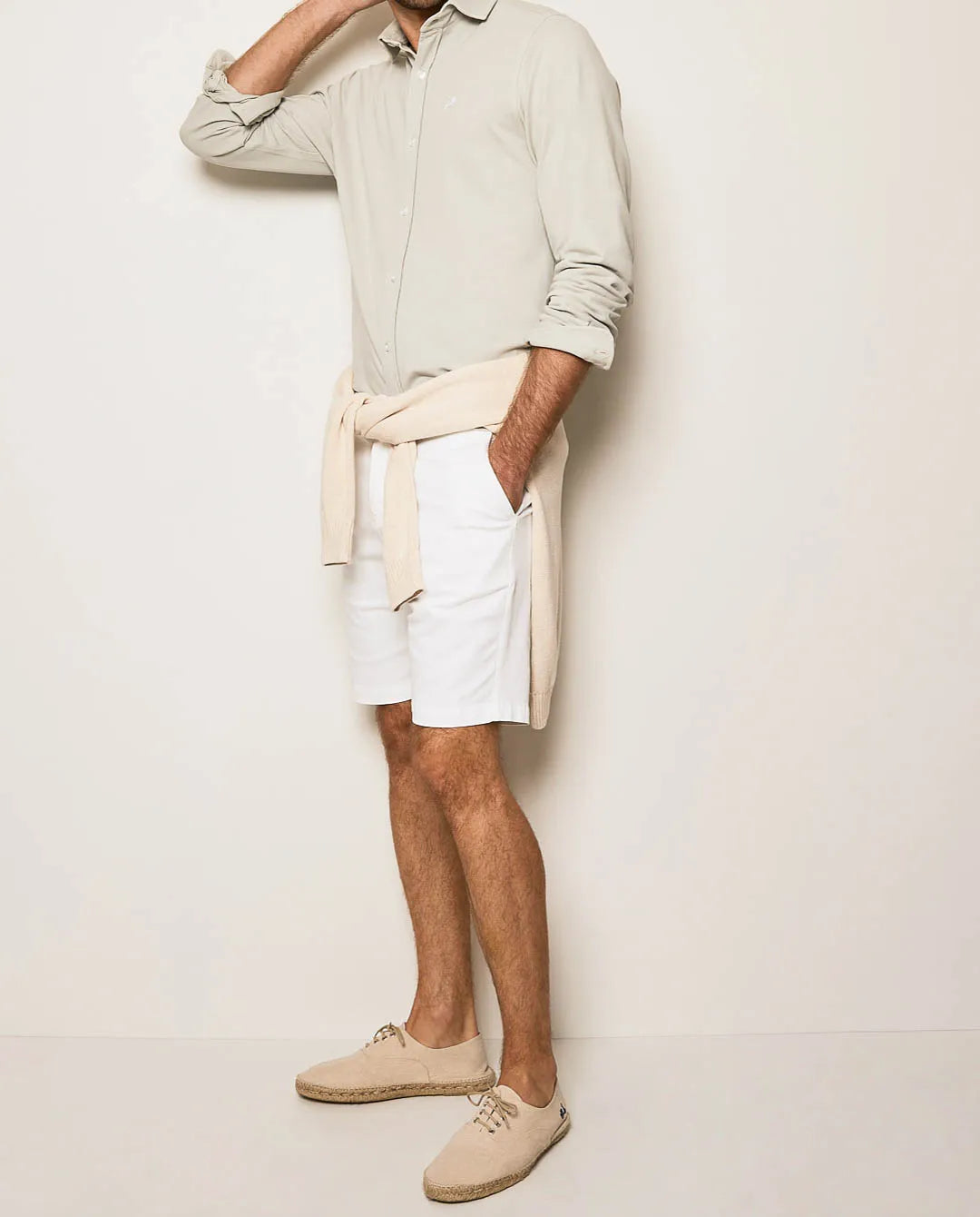Camisa piqué garment dyed gris hielo