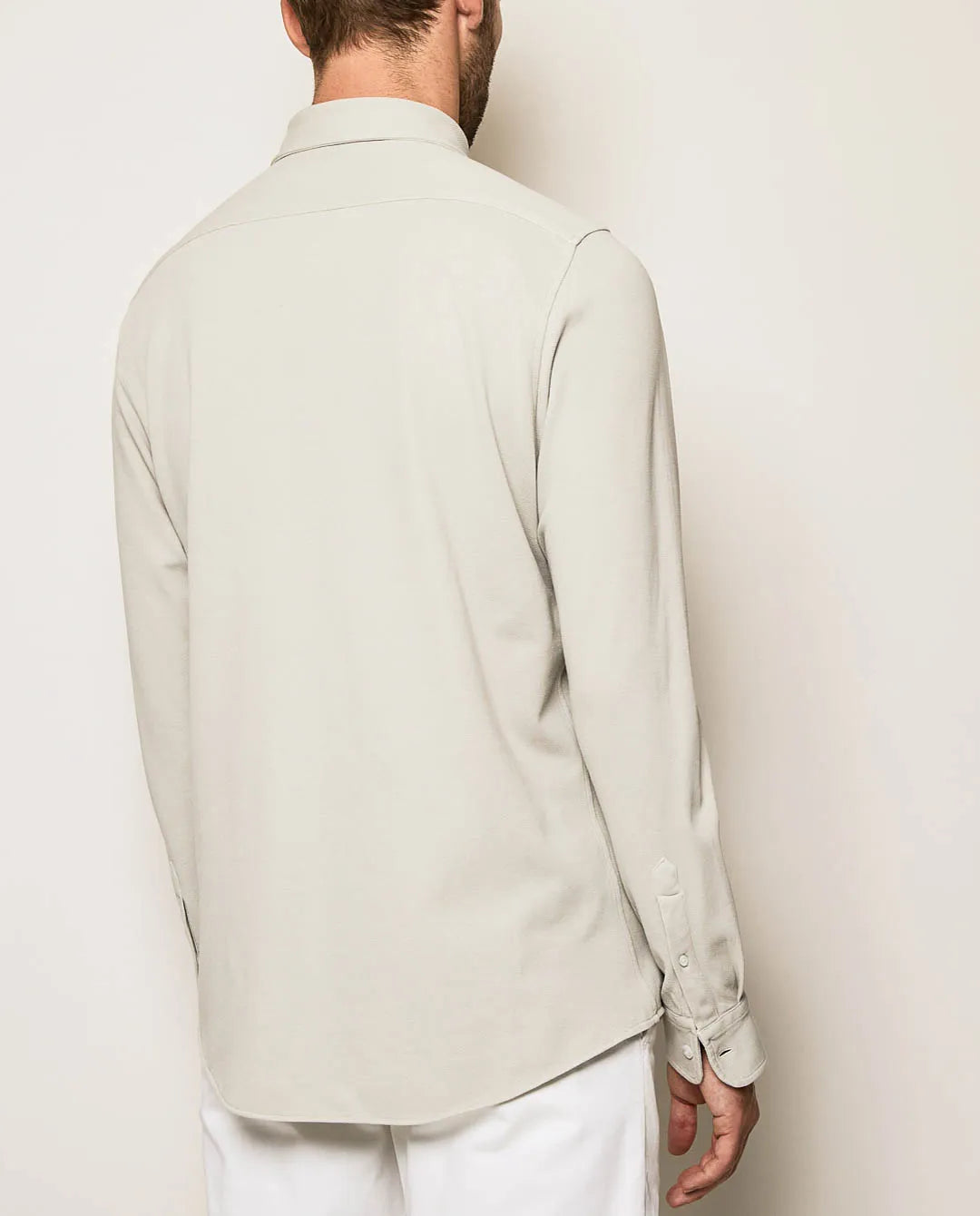 Camisa piqué garment dyed gris hielo