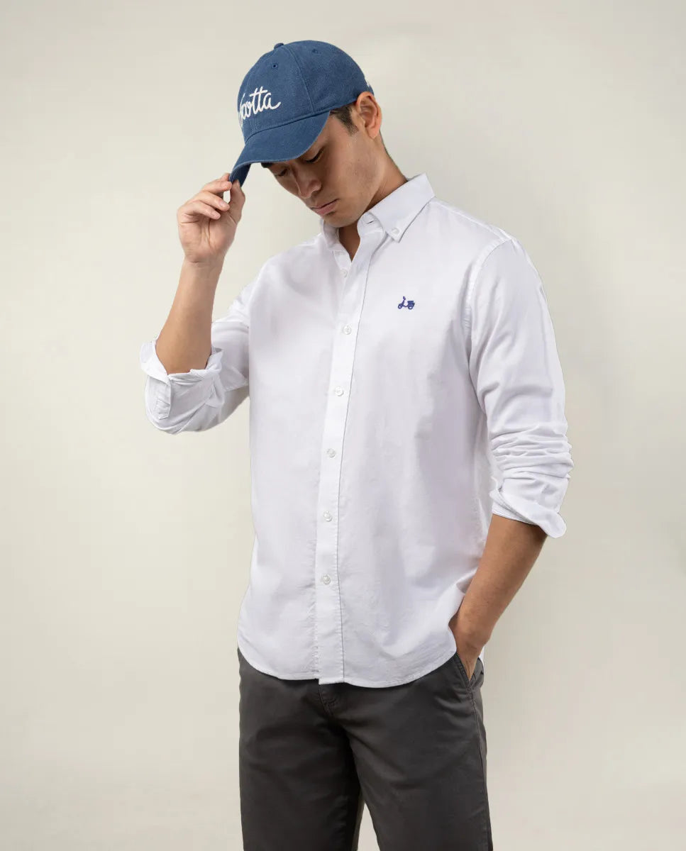 Camisa oxford de algodón blanco