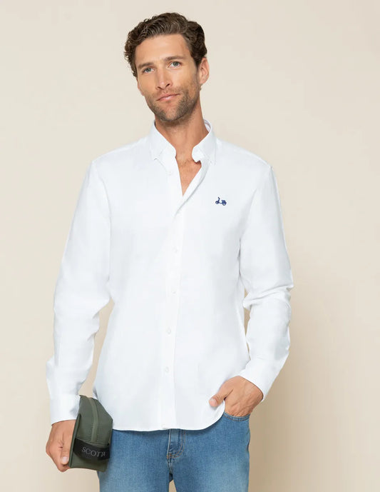Camisa oxford blanca con logo