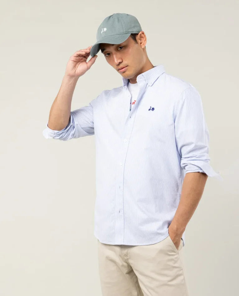 Camisa oxford de rayas azul