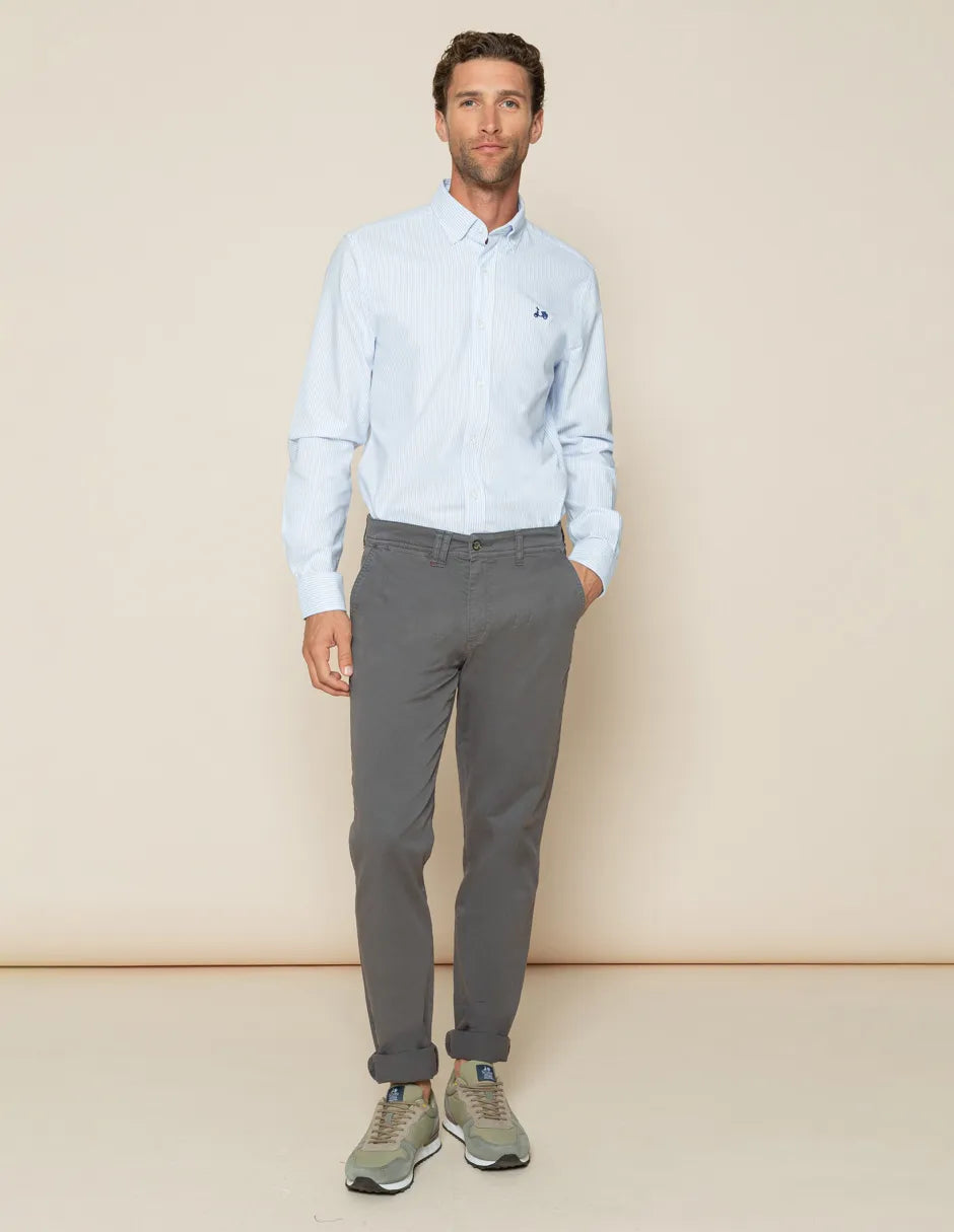 Camisa oxford hombre raya fina azul