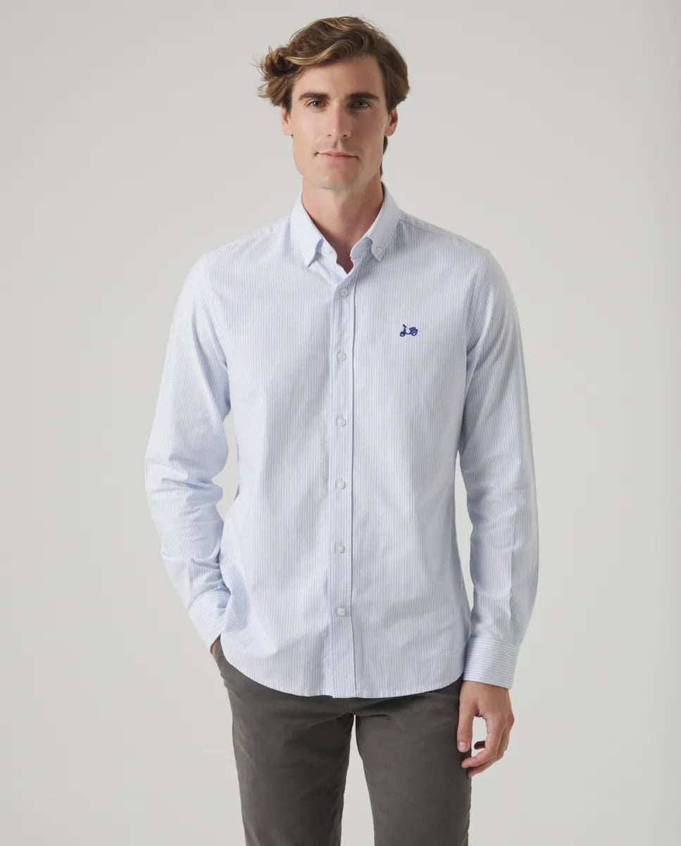 Camisa Oxford stripes azul