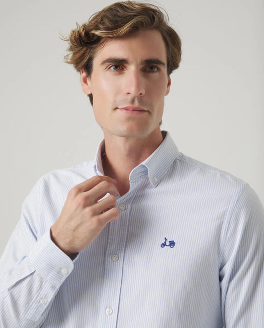 Camisa Oxford stripes azul