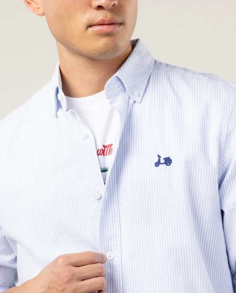 Camisa oxford de rayas azul