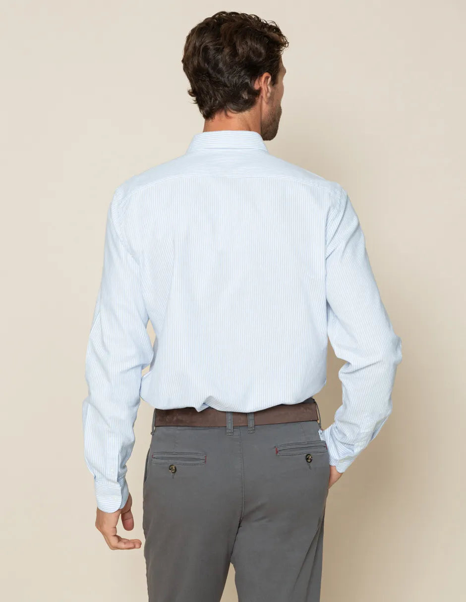Camisa oxford hombre raya fina azul