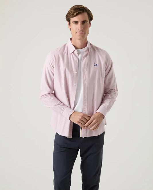 Camisa Oxford stripes burdeos