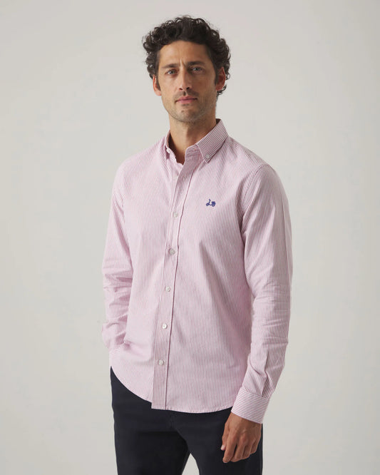 Camisa Oxford stripes burdeos