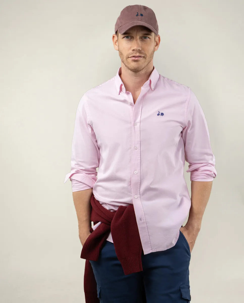 Camisa oxford de algodón rosa claro