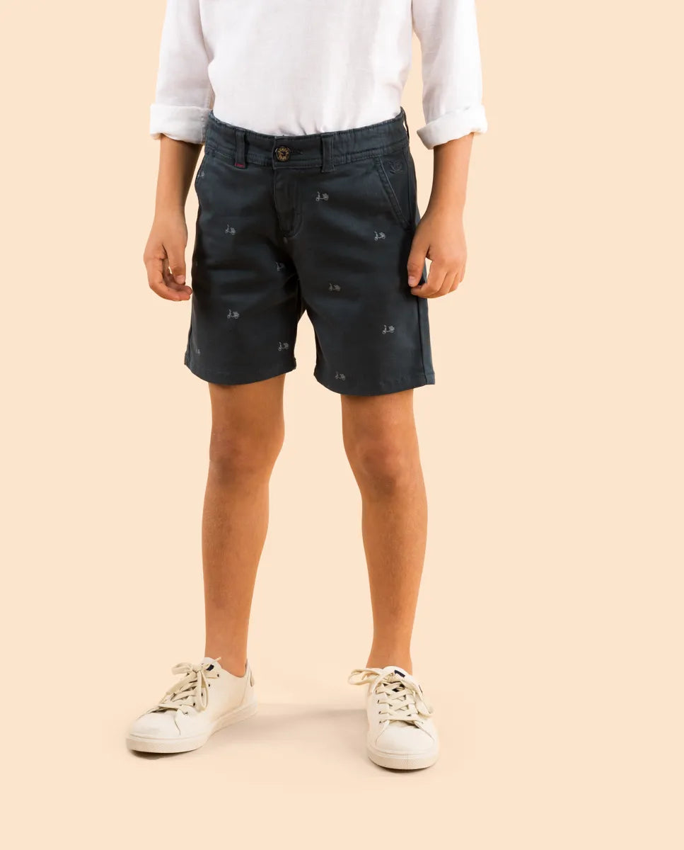 Bermuda infantil cinza escuro com logo para meninos