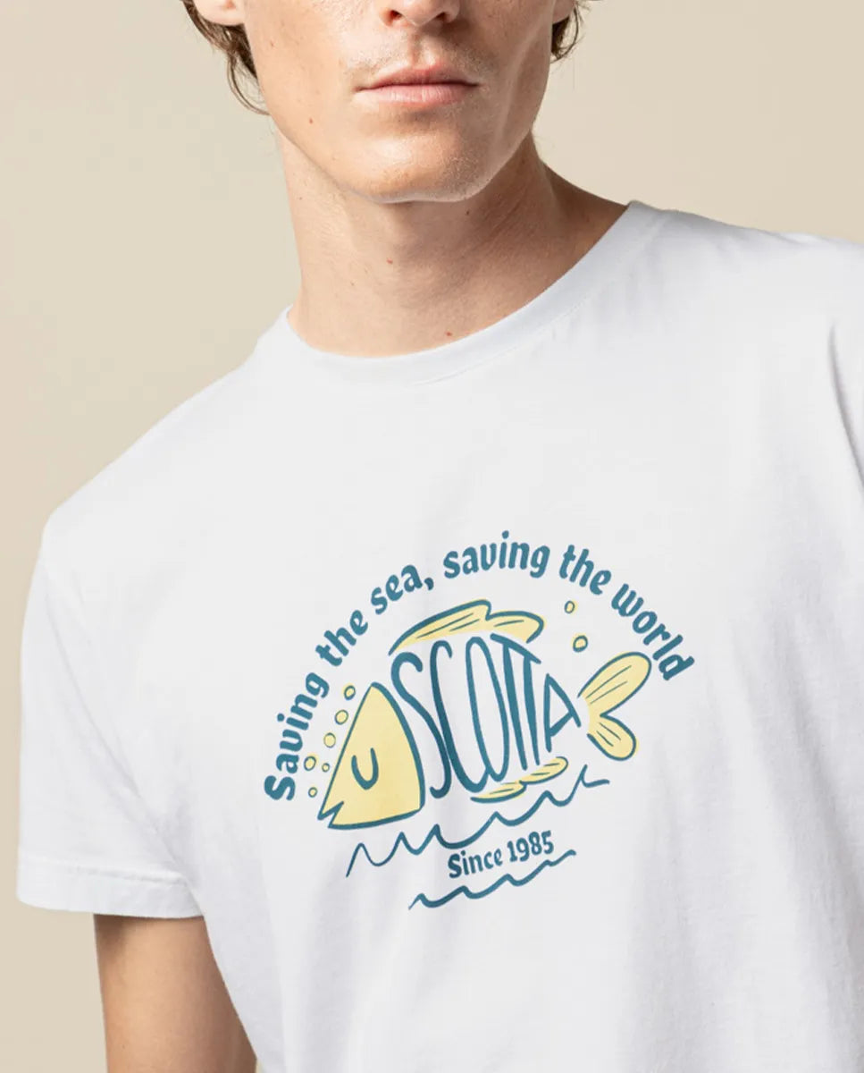 Camiseta branca orgânica Scotta Fish