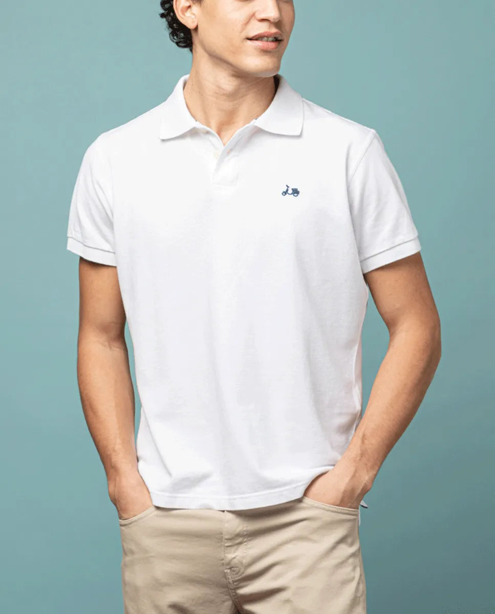 Polo logo moto blanco