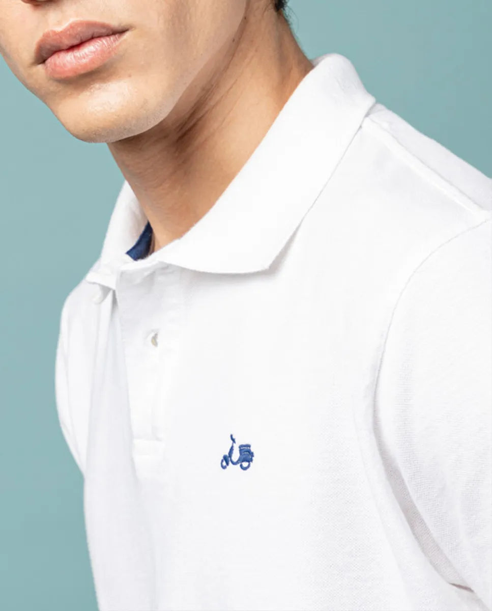 Polo logo moto blanco