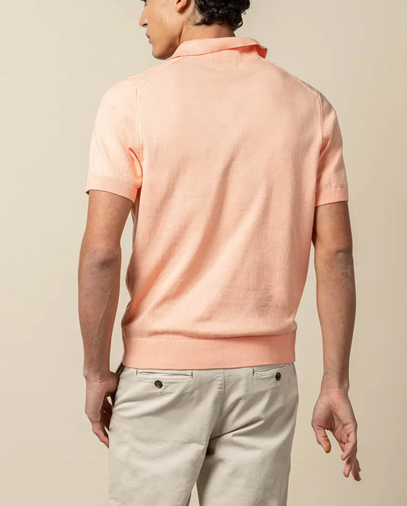 Camisa polo de malha coral