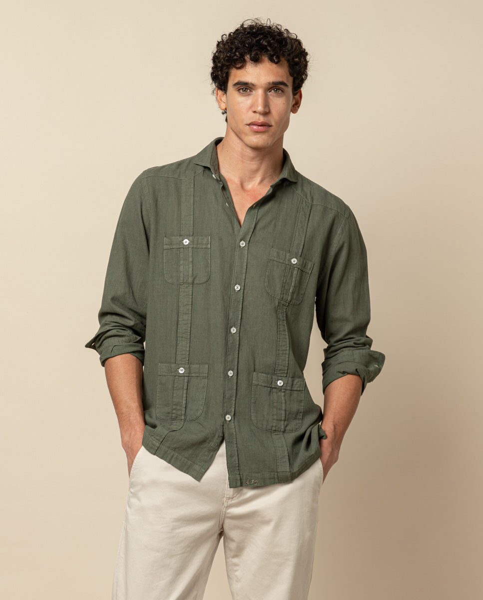 CAMISA GUAYABERA LI-CO VERDE OSCURO