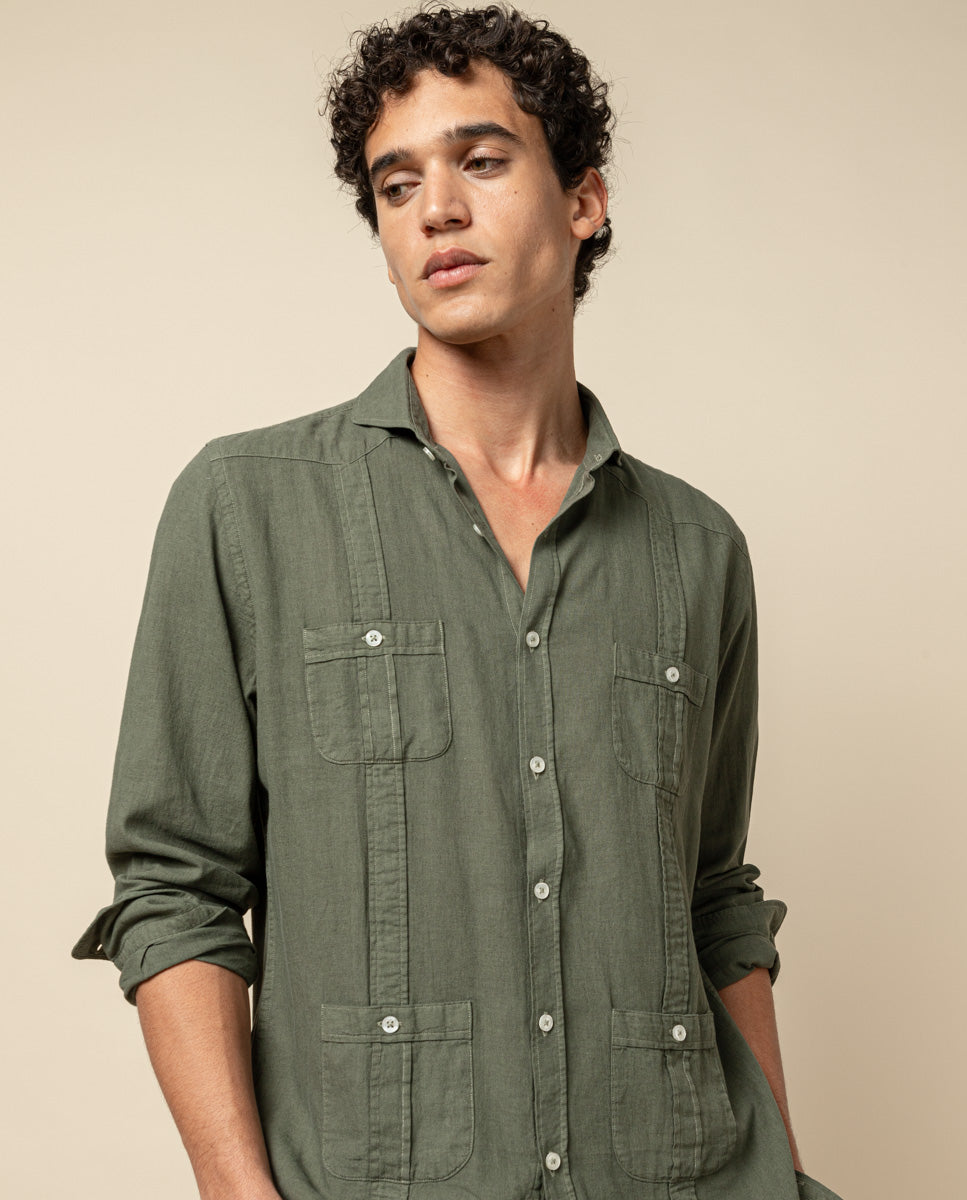 CAMISA GUAYABERA LI-CO VERDE OSCURO