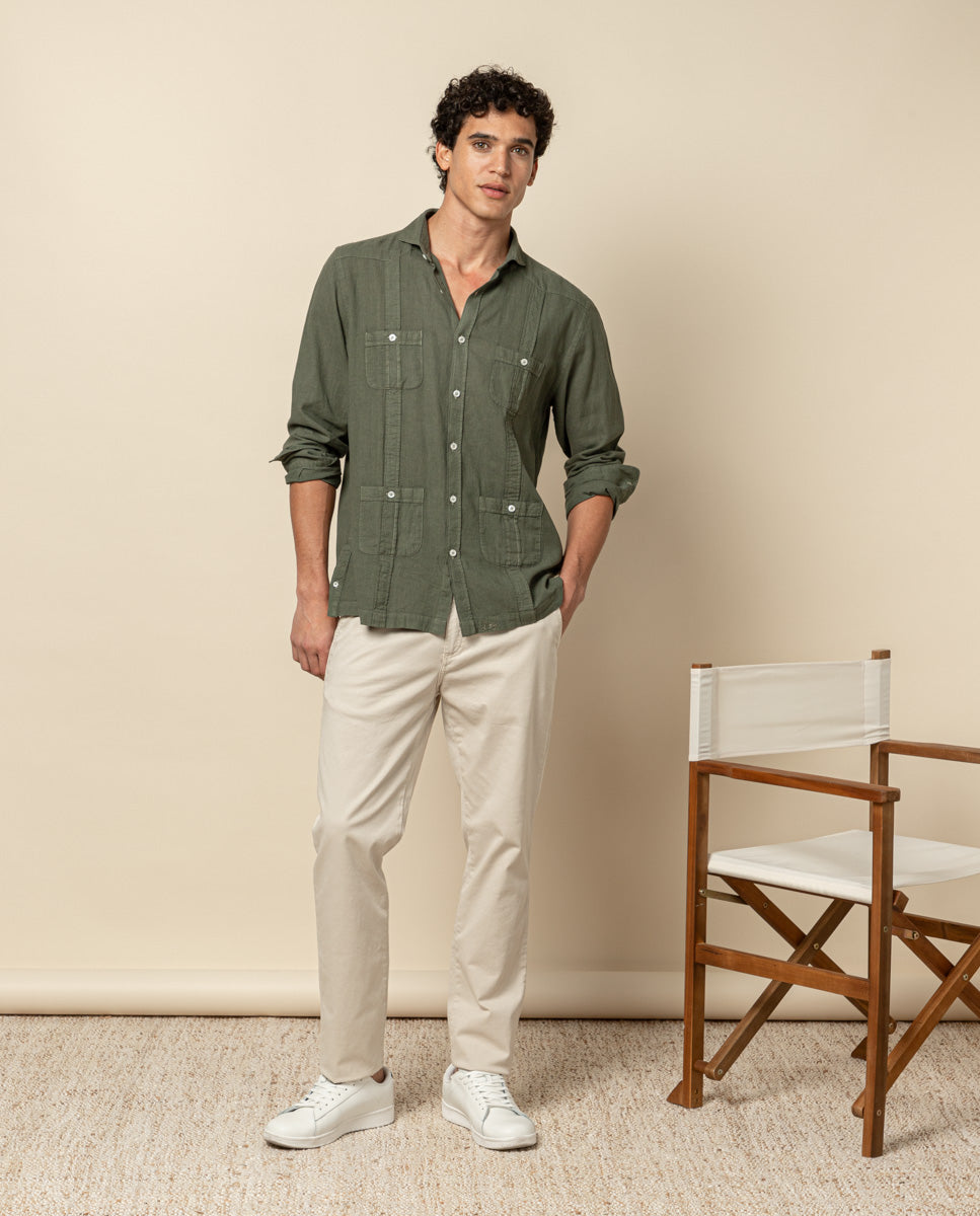 CAMISA GUAYABERA LI-CO VERDE OSCURO