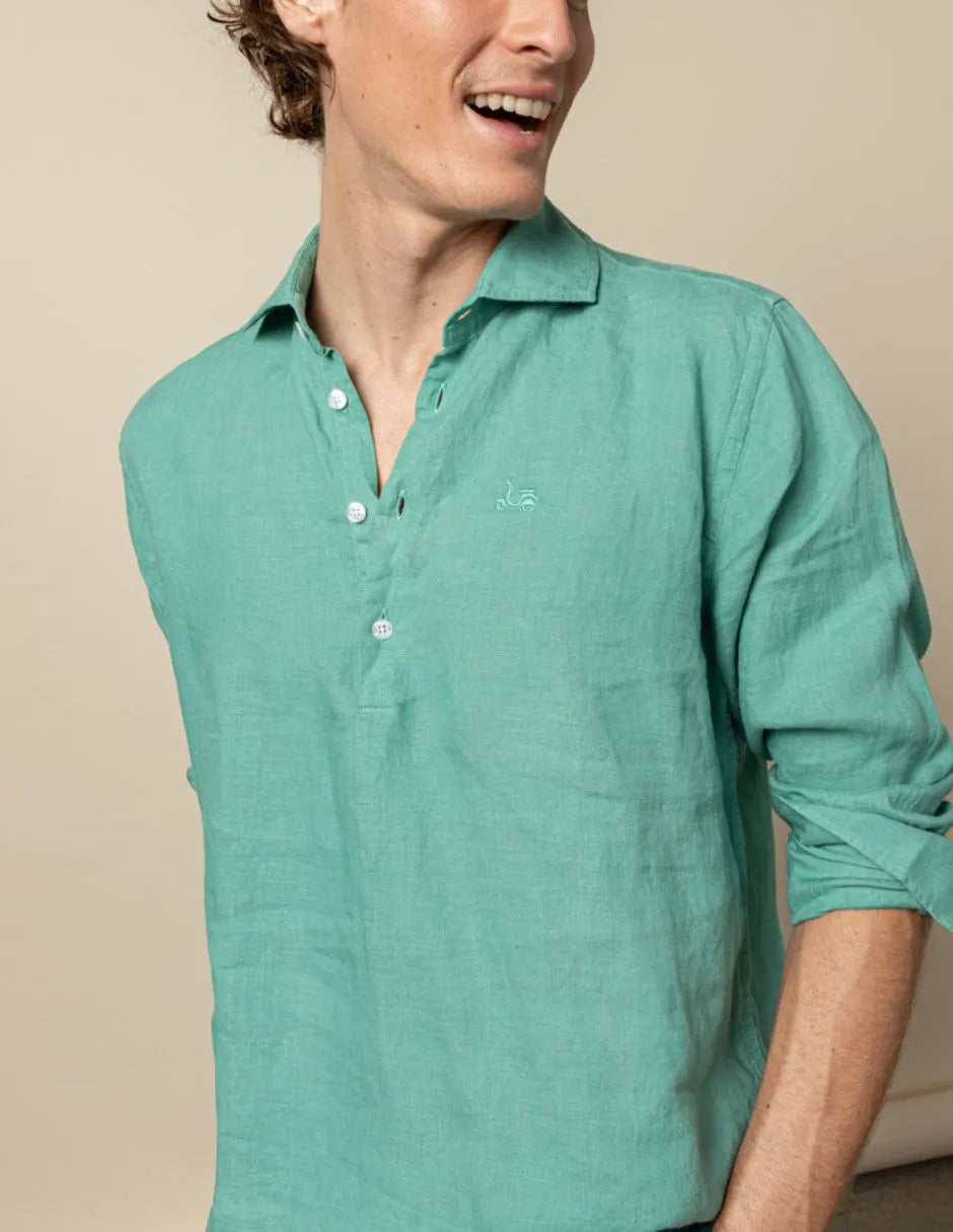 Camisa polera linen verde