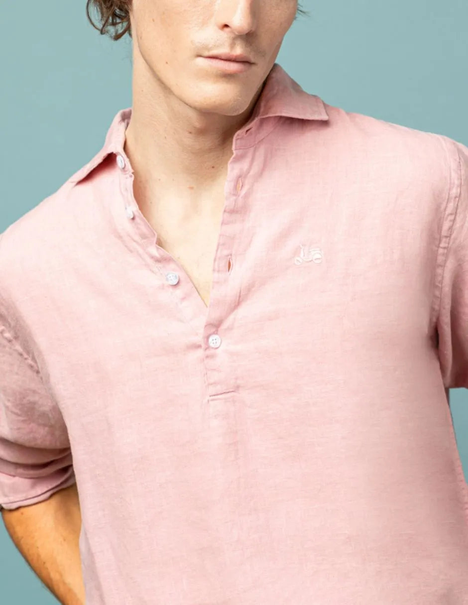 Camisa polera linen burdeos