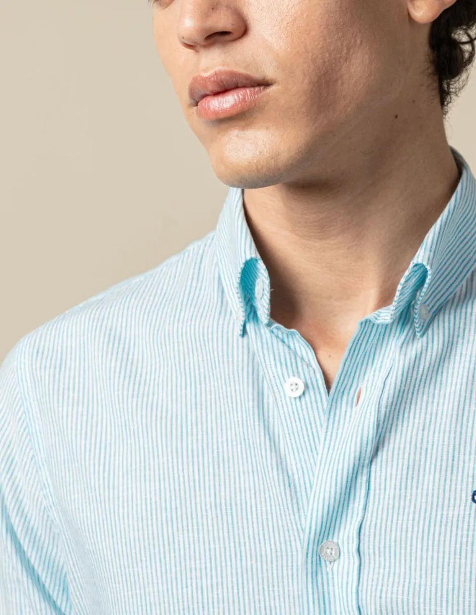 Camisa listrada turquesa Biscaia