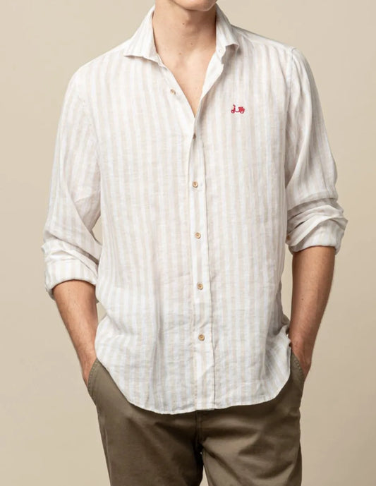 Camisa sand linen beige