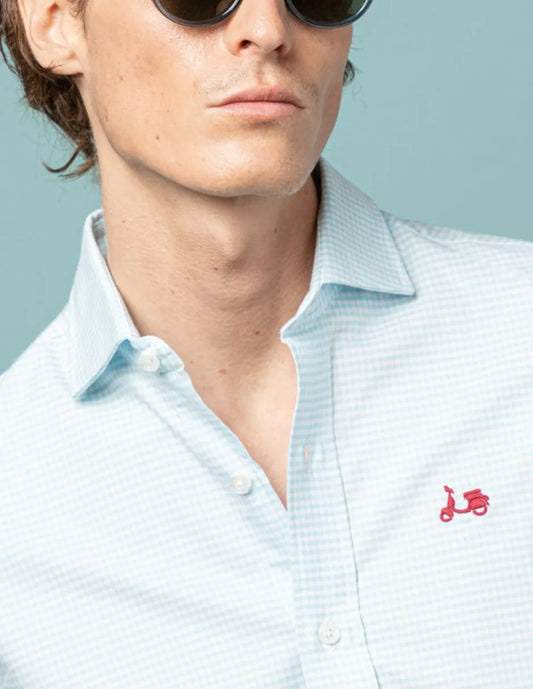Camisa vichy verde agua