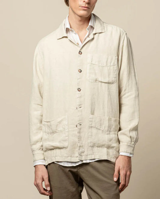 Sobrecamisa linen beige claro