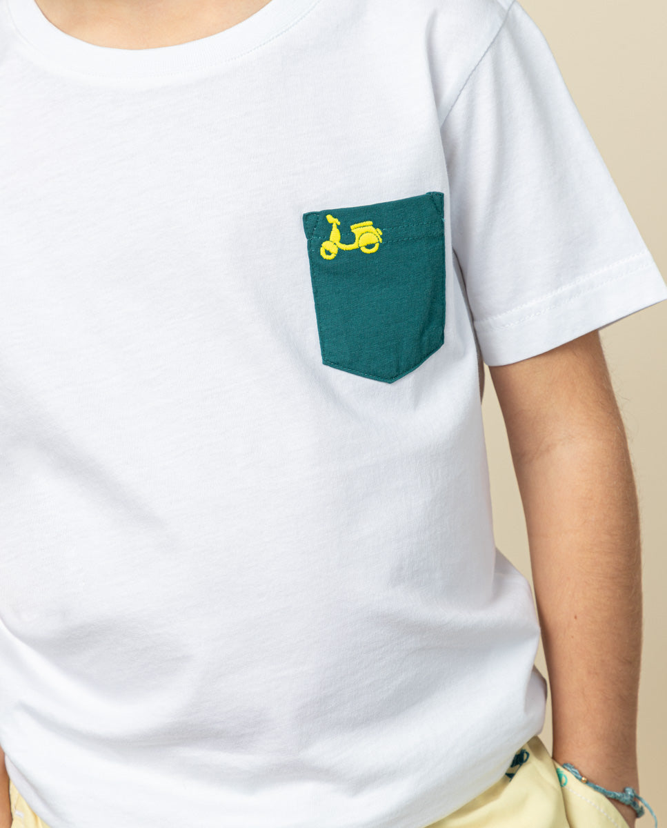 CAMISETA NIÑO POCKET TENT BLANCO