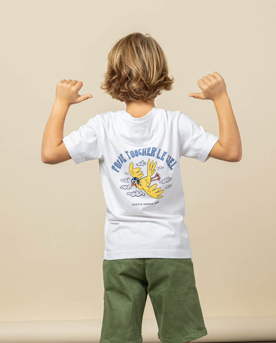 CAMISETA NIÑO BIRD BLANCO