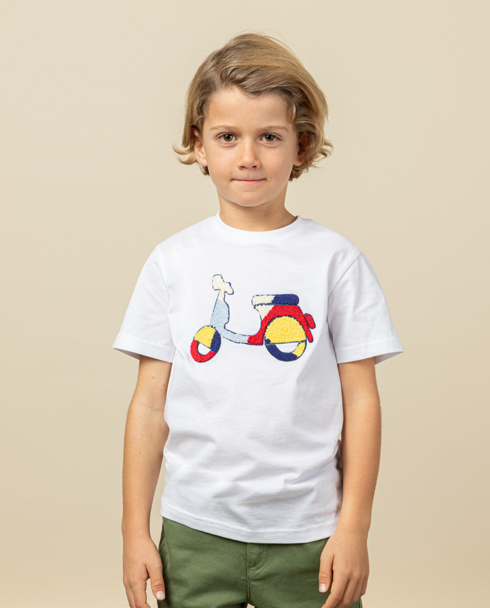 CAMISETA NIÑO LOGO CHENILLE BLANCO