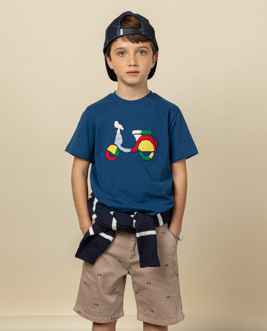 Camiseta niño logo chenille marino